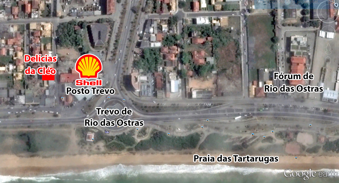 Mapa de Locaçização - Delícias da Cléo - Rio das Ostras-RJ